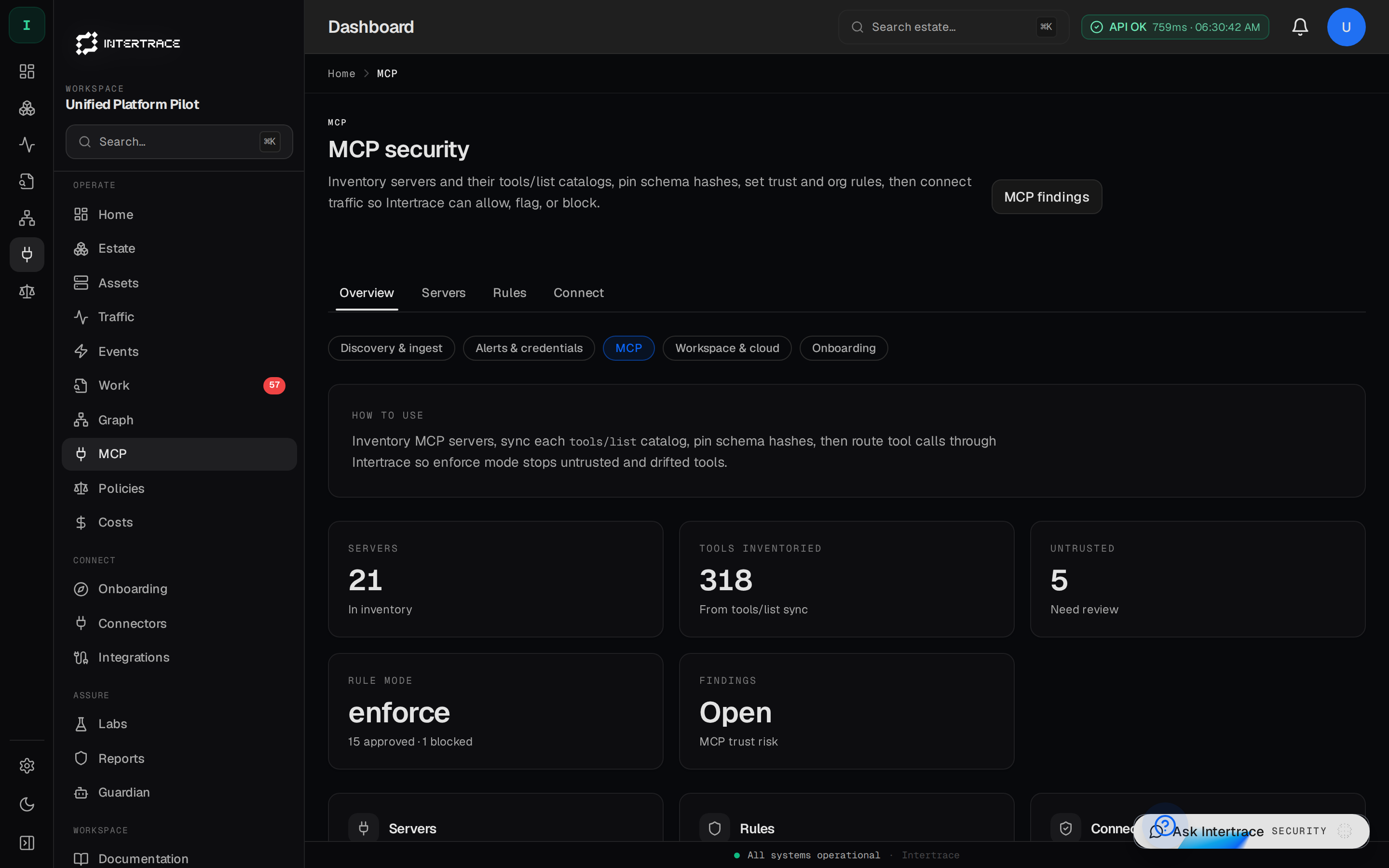 MCP console at /dashboard/mcp