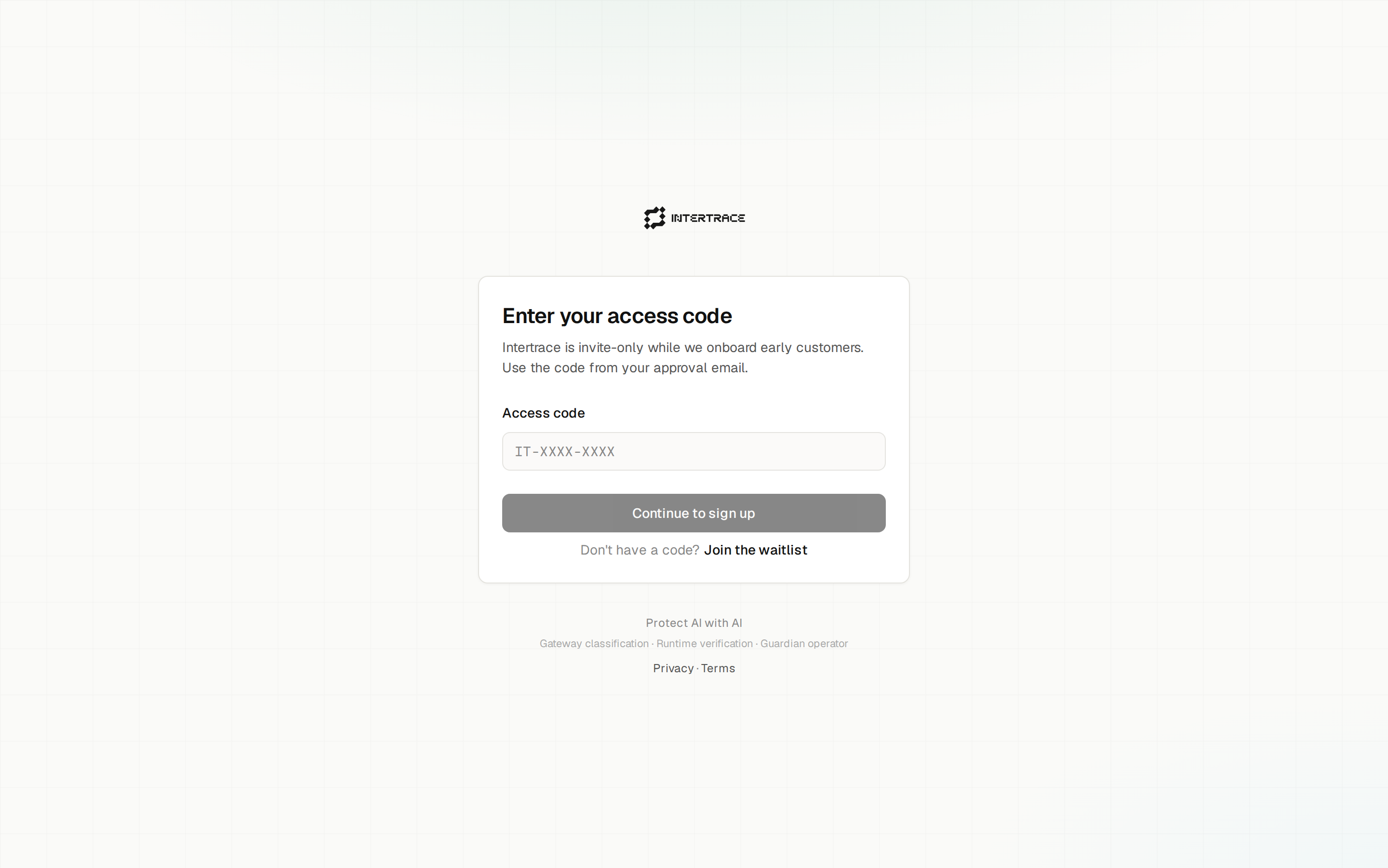 Signup access-code gate